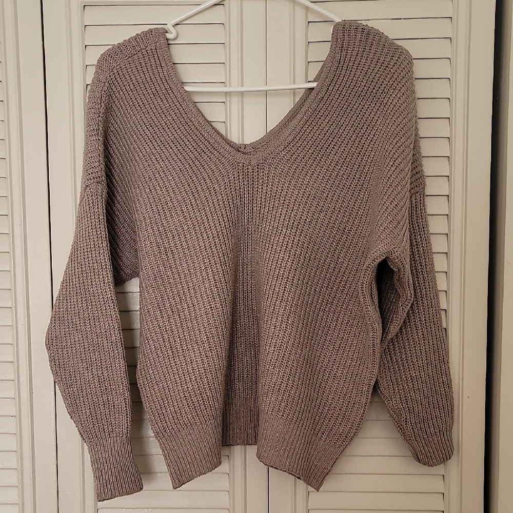 SHEIN V-Neck Sweater - Soft Brown